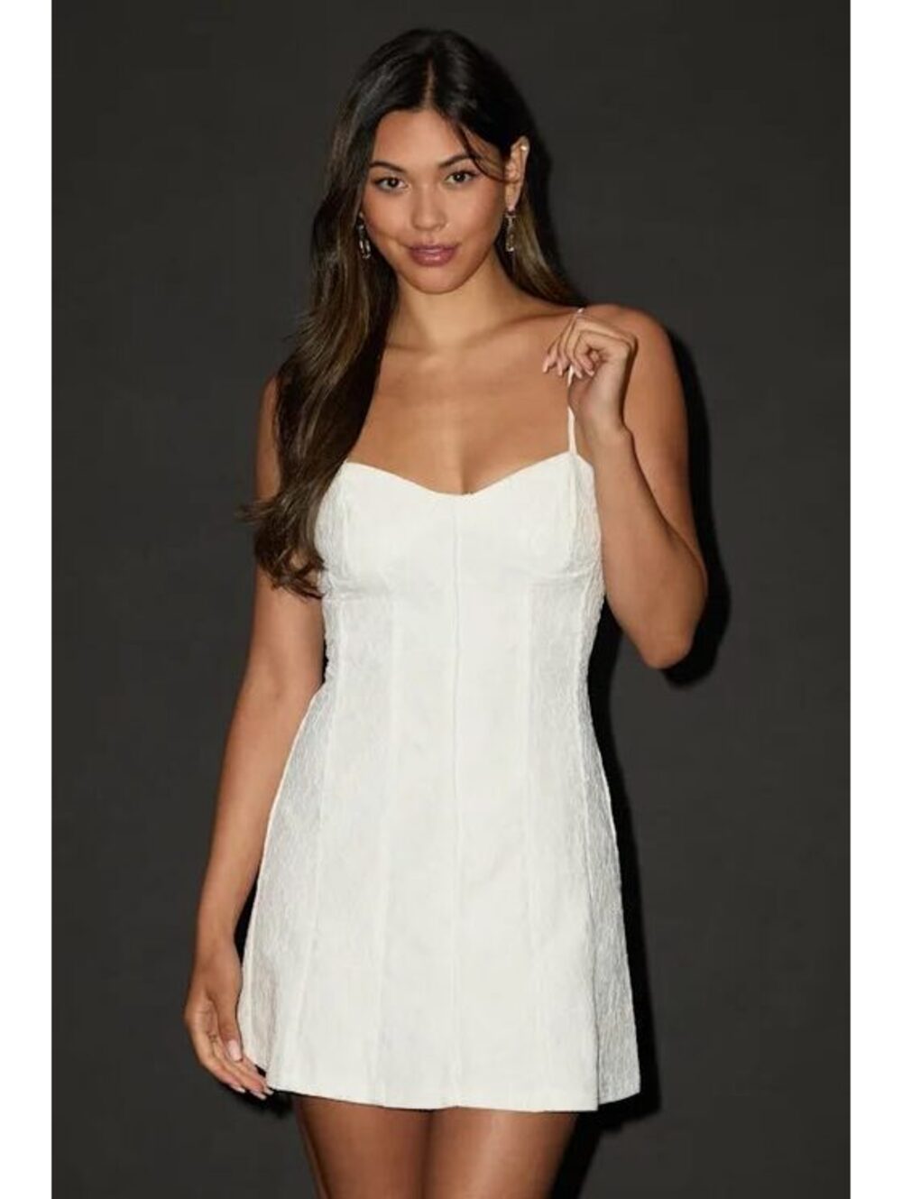 Lulu’s White Lace Bustier Mini Dress - M